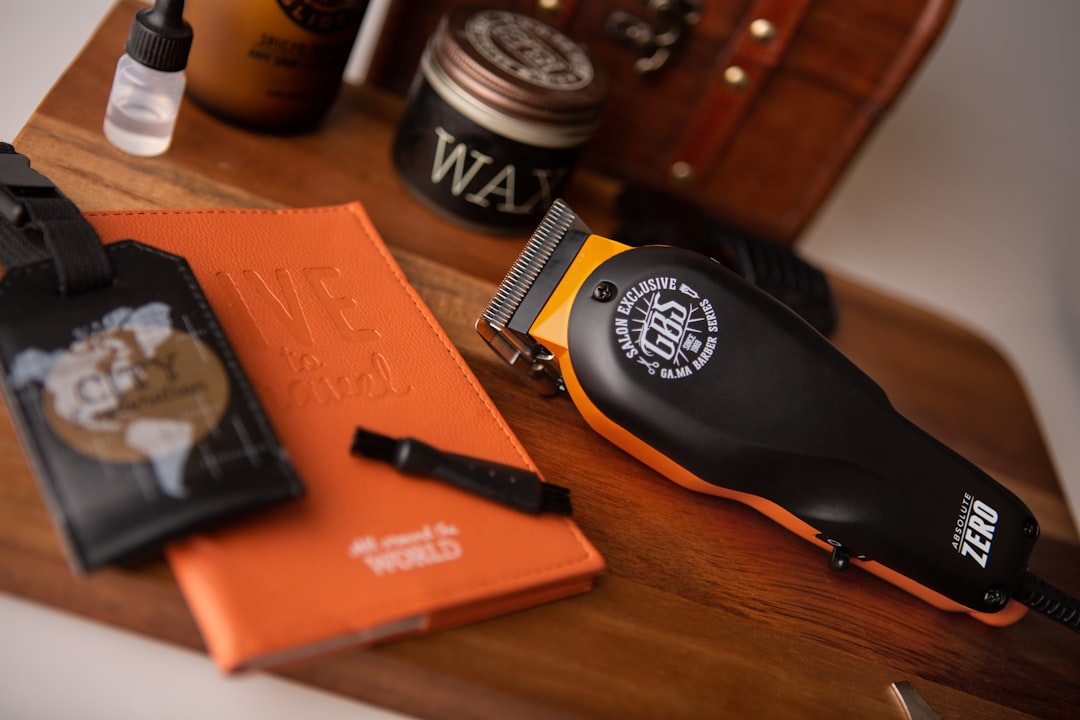 black hair brush on brown wooden table